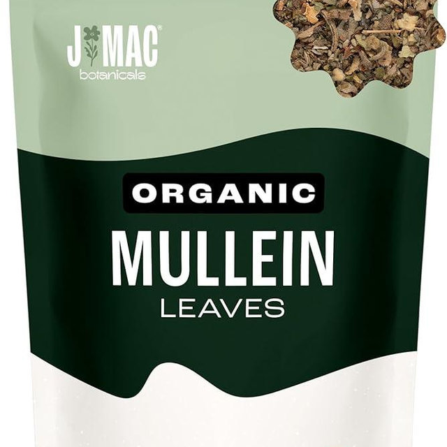 J Mac Botanicals Organic Mullein Leaves (4 oz) Certified USDA Organic. Loose Leaf Mullein Herbal Tea