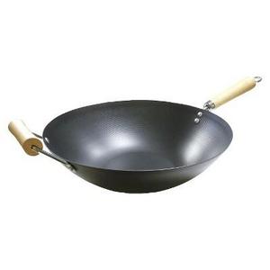 IMUSA 14" Carbon Steel Wok with Wooden Handle Black