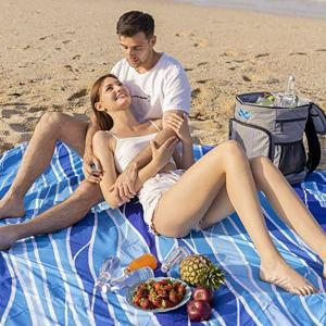 Everlasting Comfort Large Waterproof Sandproof Beach Blanket- Blue