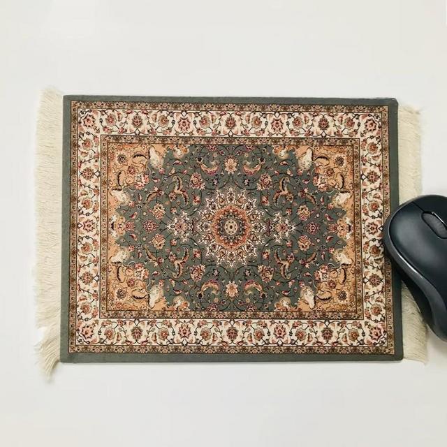 Persian Mouse Pad Boho Mouse Rug for Desk, Round Gaming Mouse Pad, Rubber Mouse Pads for Wireless Mouse, Tassel Mouse Pads for Office Home Laptop Computer, Non-Slip Mouse Mat, Gifts for Women Men