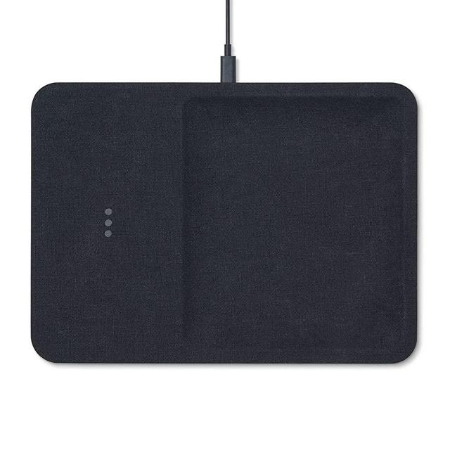 Courant Catch:3 Essentials - Belgian Linen Wireless Charger & Valet Tray - Qi-Certified, Compatible with iPhone 14, 13, 12, 11, Samsung Galaxy S23, S22, S21, S20, Note, AirPods, AirPods Pro (Charcoal)