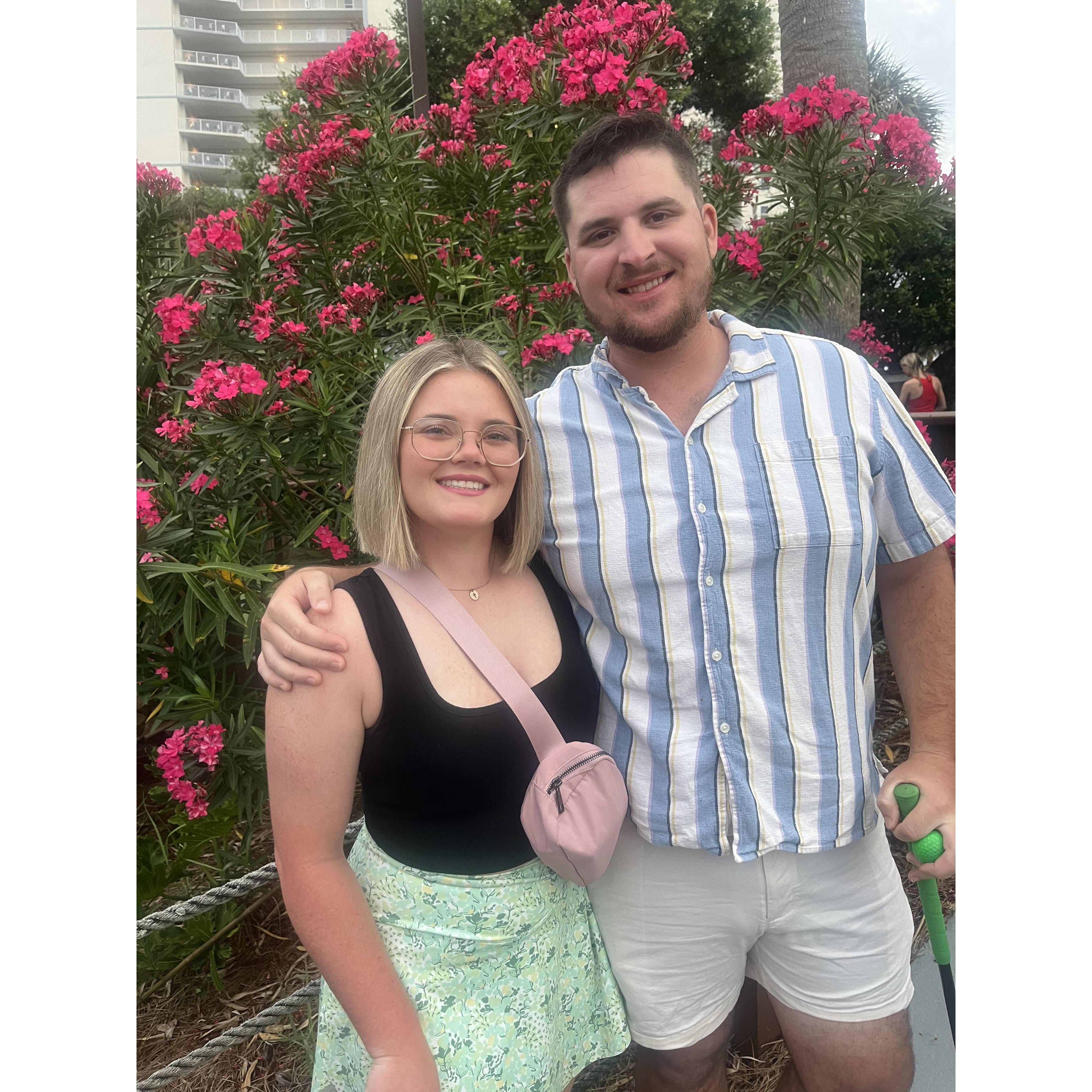 Mitchell and Karlye playing minigolf in Panama City!