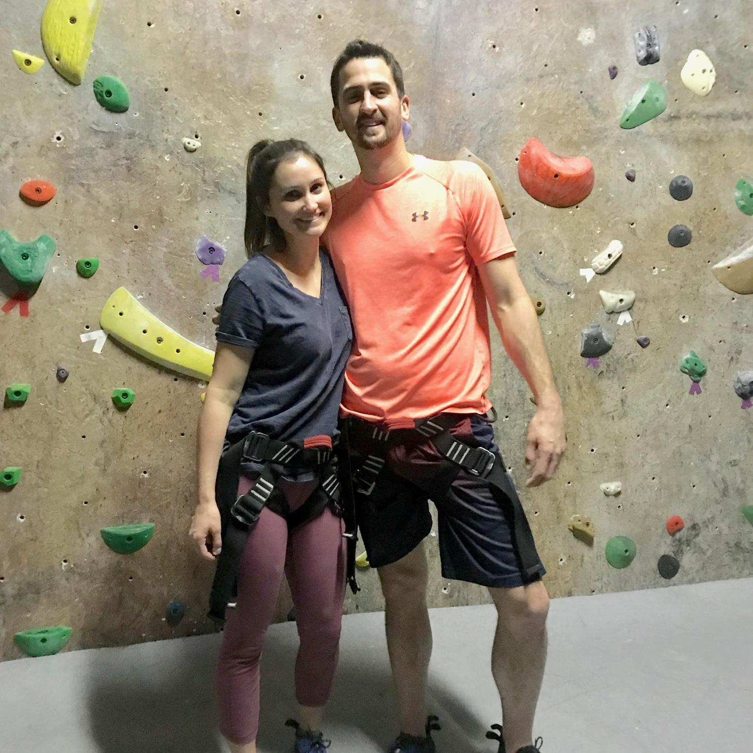 One of our more active date nights, rock climbing.