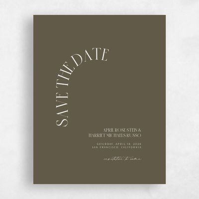 Dark Khaki, Green Wedding Save the Date - Andes Portrait