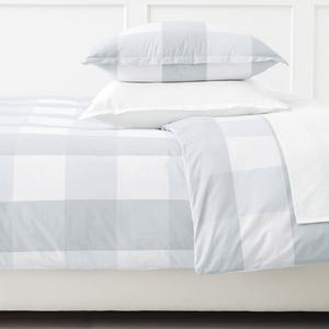 Full/Queen Gingham Duvet Cover- Sky