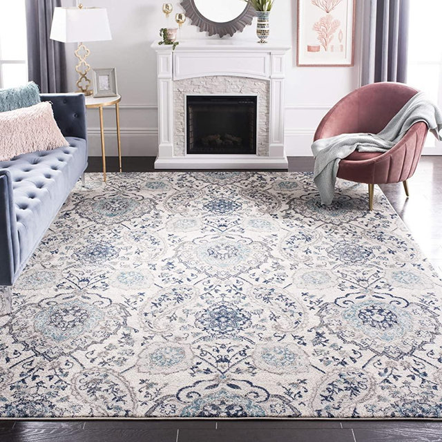 Safavieh Madison Collection MAD600C Bohemian Chic Glam Paisley Area Rug, 6' 7" x 9' 2", Cream/Light Grey