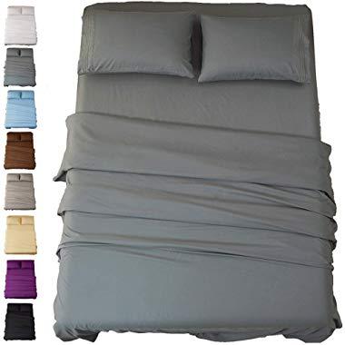 Sonoro Kate Bed Sheet Set Super Soft Microfiber 1800 Thread Count Luxury Egyptian Sheets 18-Inch Deep Pocket Wrinkle and Hypoallergenic-4 Piece(California King Dark Grey)