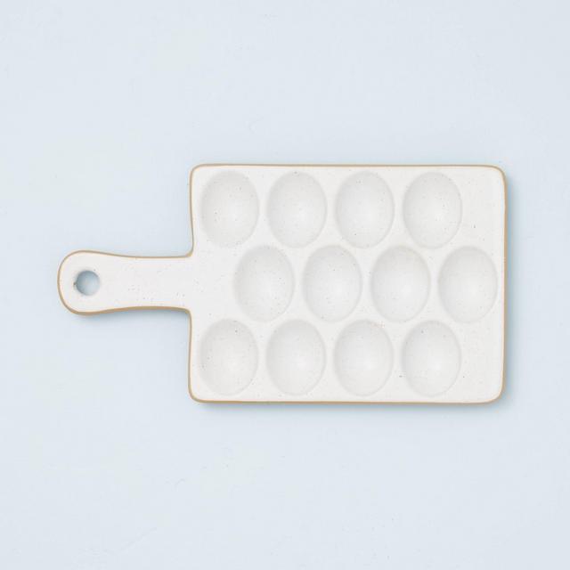 Speckled Stoneware Exposed Rim Egg Tray Matte Sour Cream - Hearth & Hand™ with Magnolia