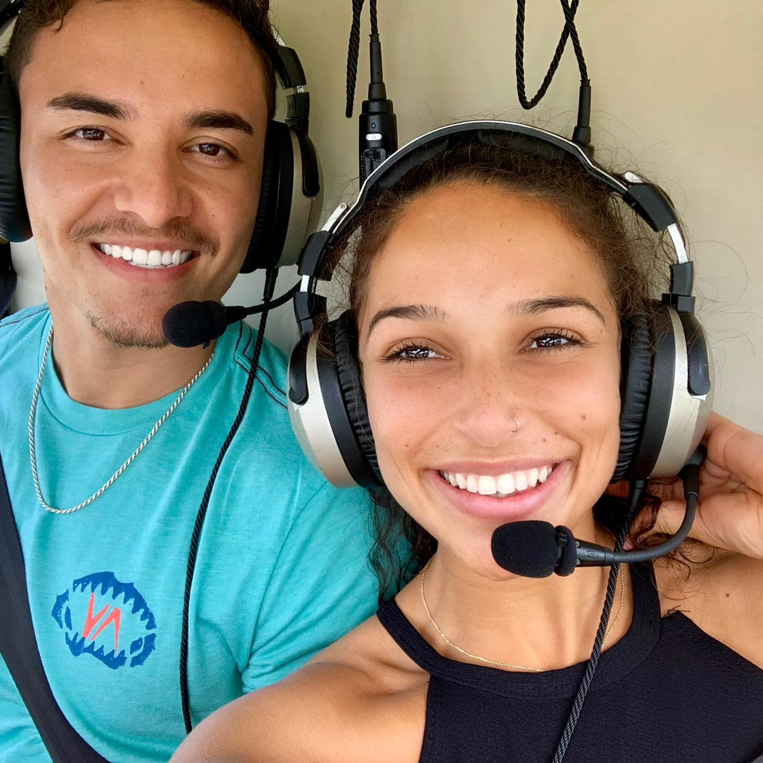 Our relationship has been filled with lots of adventures!  This picture is from one of our coolest dates where we went on a helicopter ride!