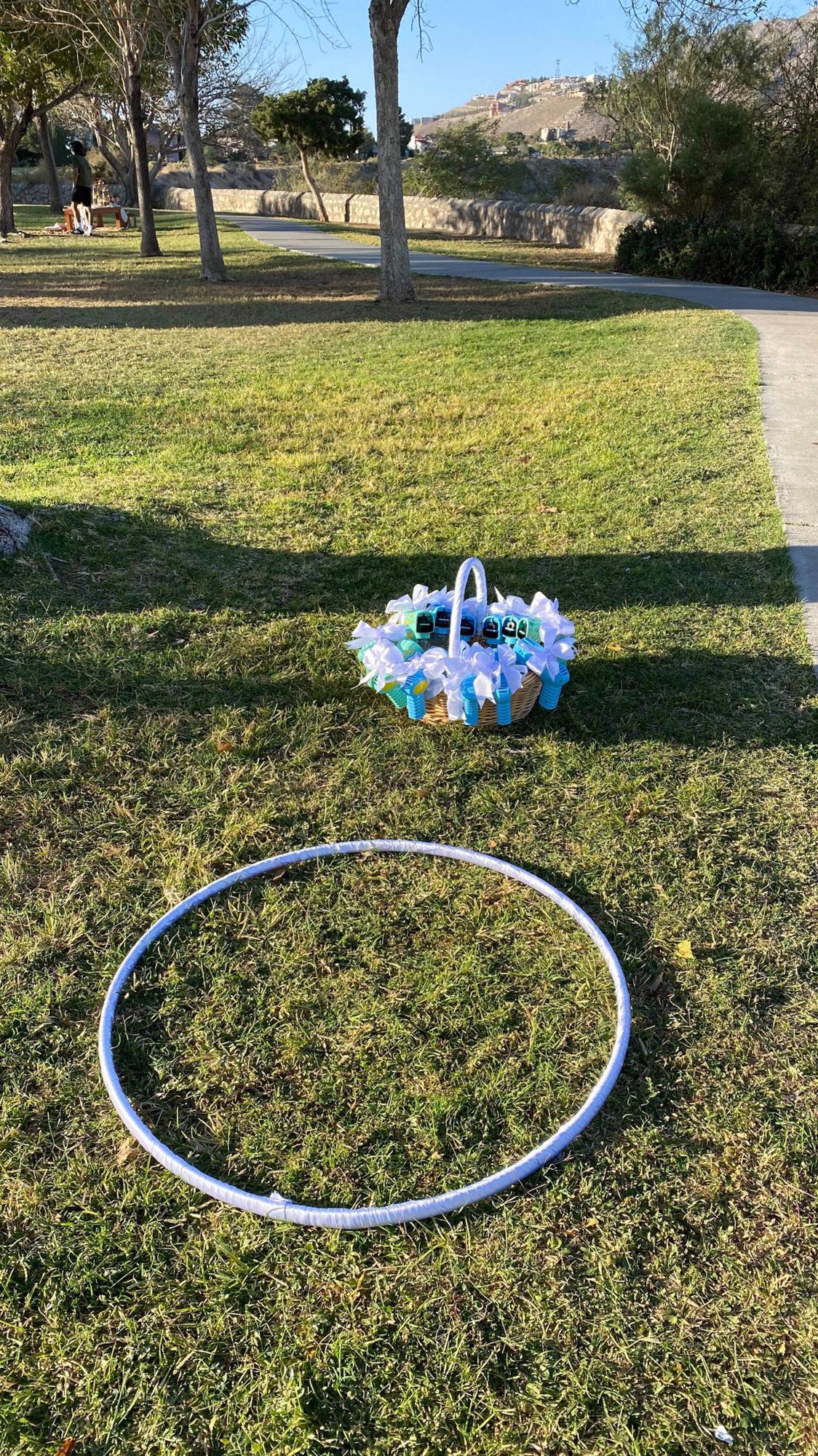 Bubble Guns n’ Hula Hoops
In the far left corner of this photo is a table setup for a couple celebrating a birthday and it was beautifully decorated so many treats 😋 We exchanged Congrats and HBDs.