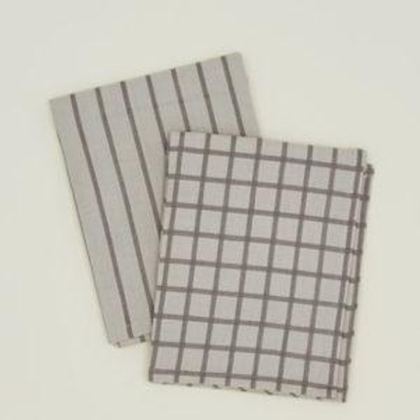 Essential Yarn Dyed Dish Towel, Set of 2 - Light Grey/Dark Grey