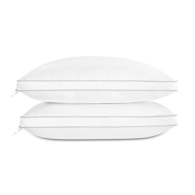 Globon Luxury Feather Down Pillow, Medium Fluffy Pillow King Size, Gusseted Bed Pillows for Sleeping, Hotel Collection Pillows 18"X34", Set of 2