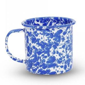 Blue Splatter 16 oz Large Mugs, Set of 4