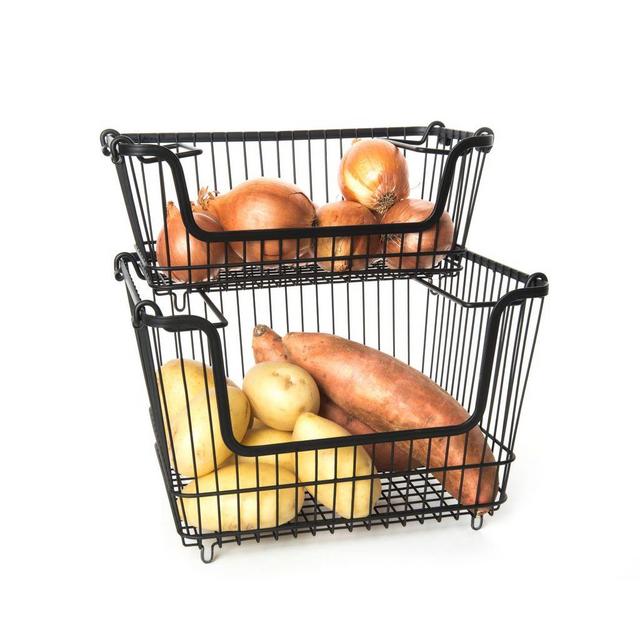 Black Stackable Wire Baskets (2 pack)