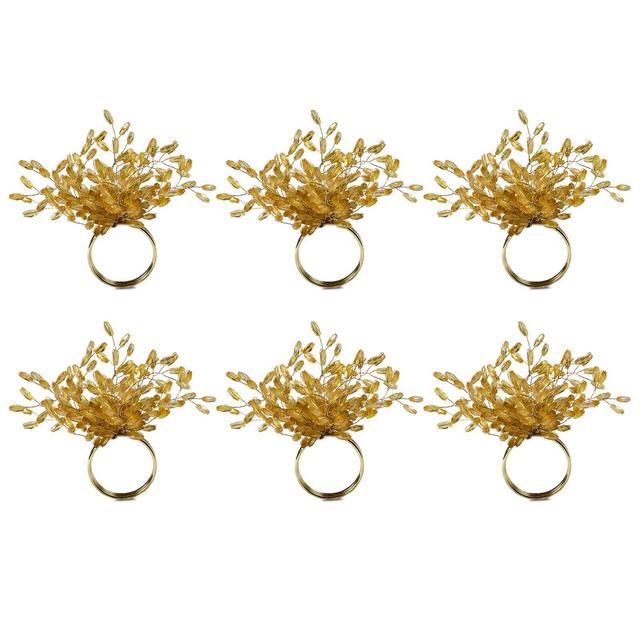 Beaded Burst Napkin Ring Set (Set of 6)