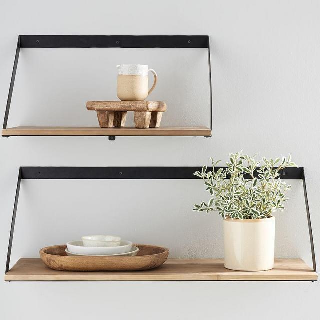 Trenton Shelf, Aged Wood & Iron, 24"W x 12" D