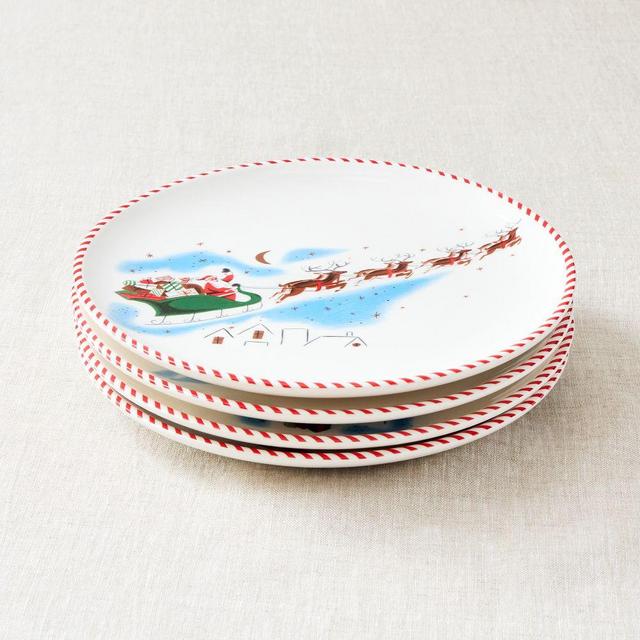 Mid-Century Santa, Salad Plate, Set of 4