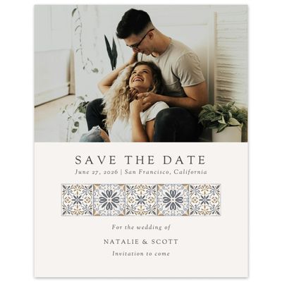 Dark Charcoal, Beige Wedding Digital Save the Date - Oluveri Photo