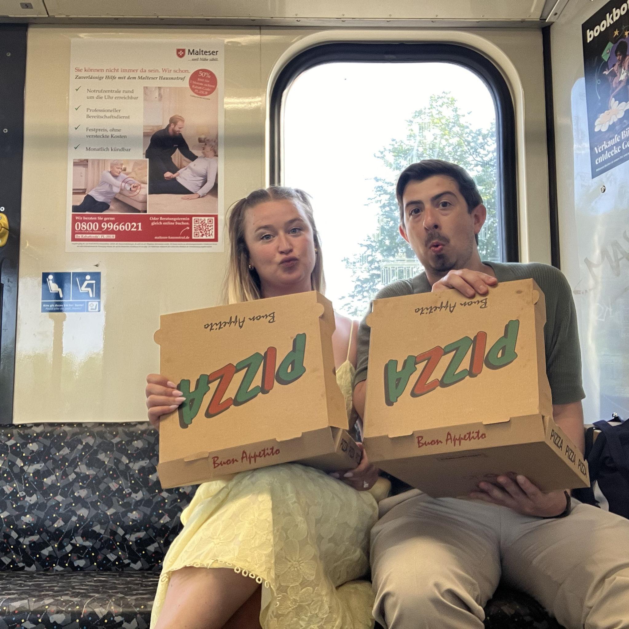 First item on the agenda after the engagement, PIZZA!