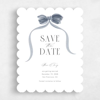 Blue Scalloped Wedding Save the Date - Brienno Portrait