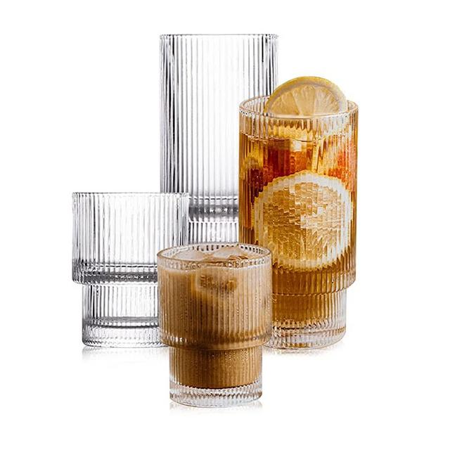 NutriChef 2 Pcs. of Highball Drinking Glass - Heavy Base and Tall Glass  Tumbler for Water, Wine, Beer, Cocktails, Whiskey, Juice, Bars