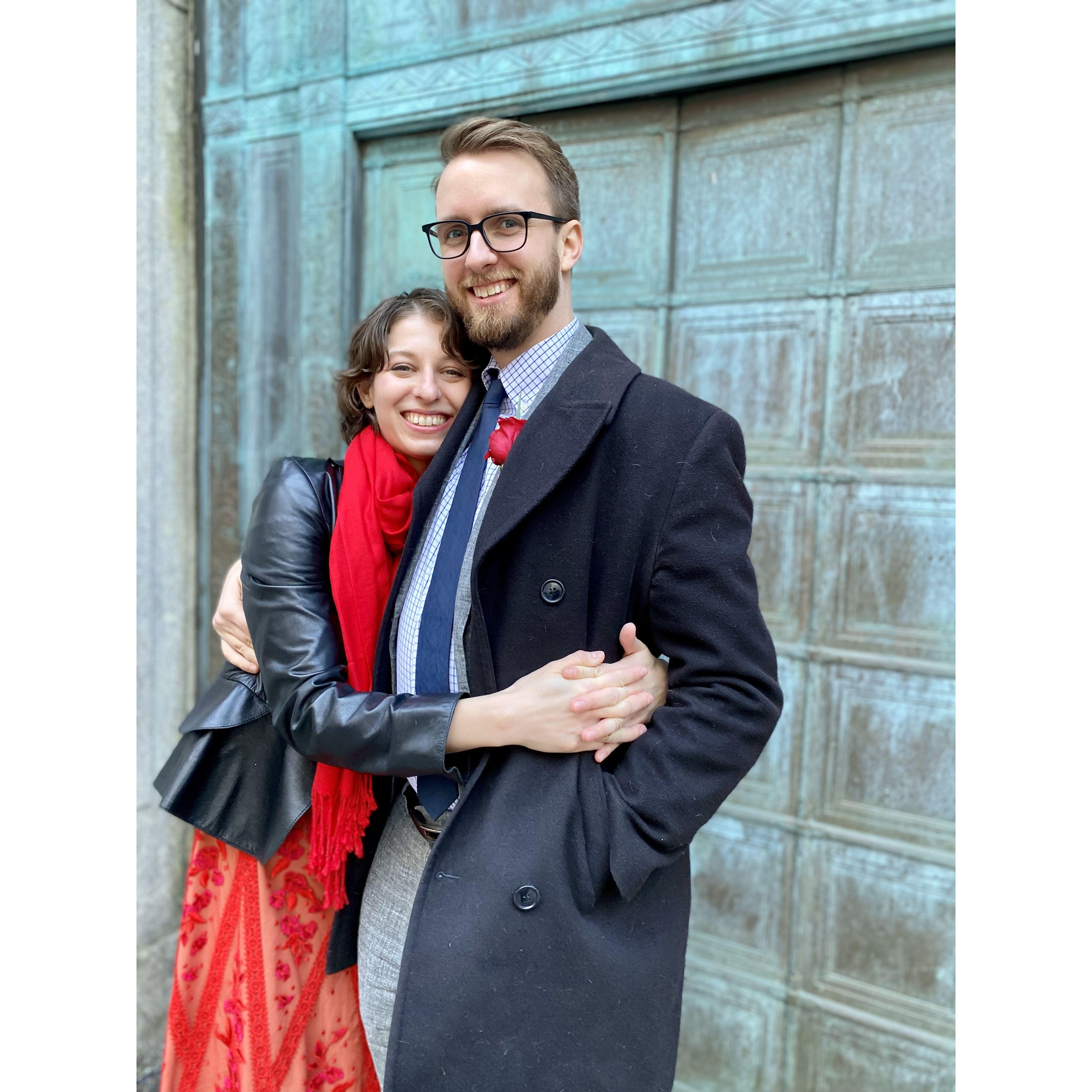 Outside the courthouse, happily and officially married :)