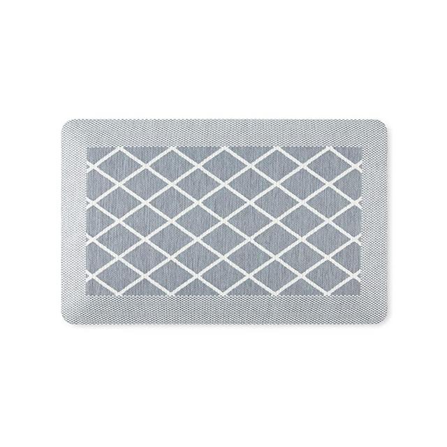 Martha Stewart Miles Modern Diamond Anti-Fatigue Air-Infused Kitchen Mat, Blue, 19.6"x32"
