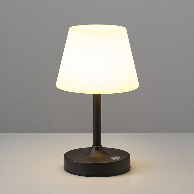 PUSU Cordless LED Black Small Table Lamp, Waterproof Shower Light with 4000mAh Battery, Portable Rechargeable Touch Dimming Night Light for Bathroom, Outdoor Camping, Kitchen, Patio, Restaurant