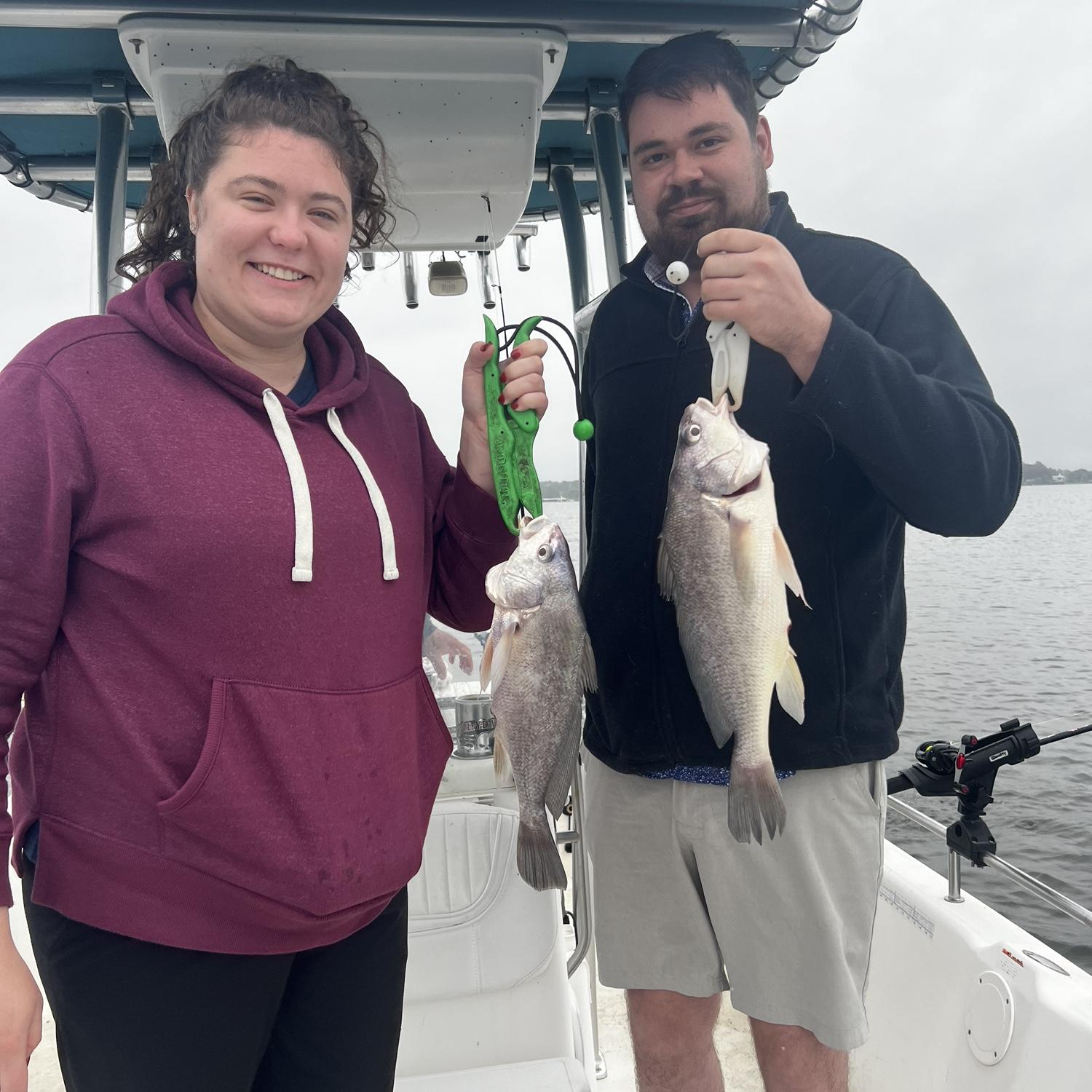 The weekend we got engaged we went fishing on a charter boat and caught fish at the same time!
