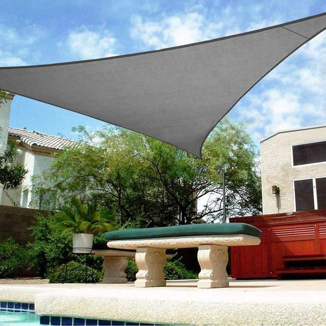 Shade&Beyond 16' x 16' x 16' Grey Color Triangle Sun Shade Sail, UV Block for Outdoor Facility and Activities