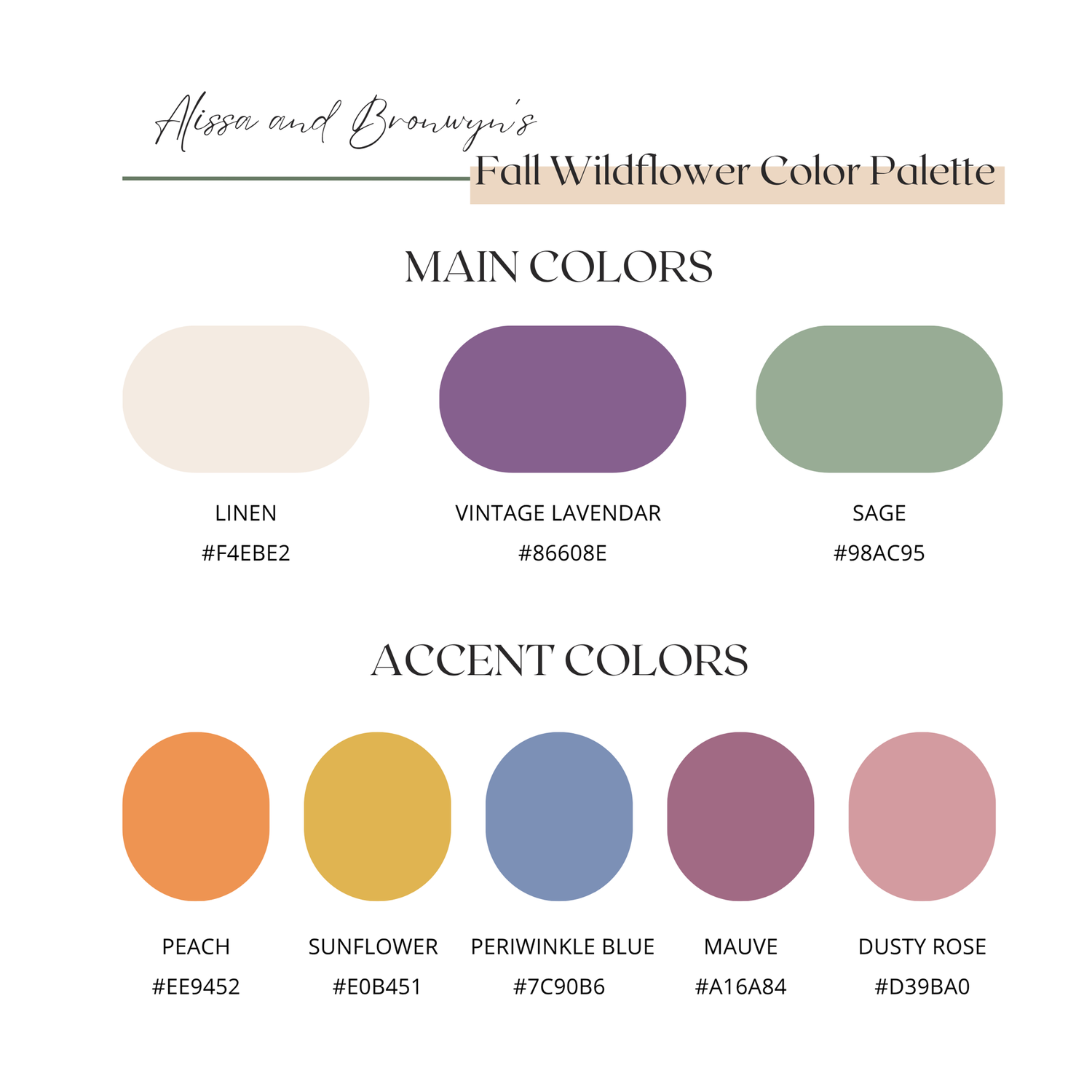 These are our wedding colors. If you want to use them to plan your outfit, feel free!