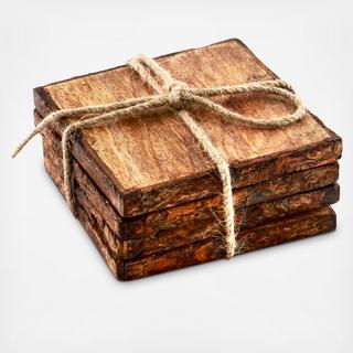 Urban Farm Square Wood Coaster, Set of 4