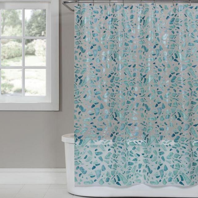 Saturday Knight Sea Glass PEVA Shower Curtain in White