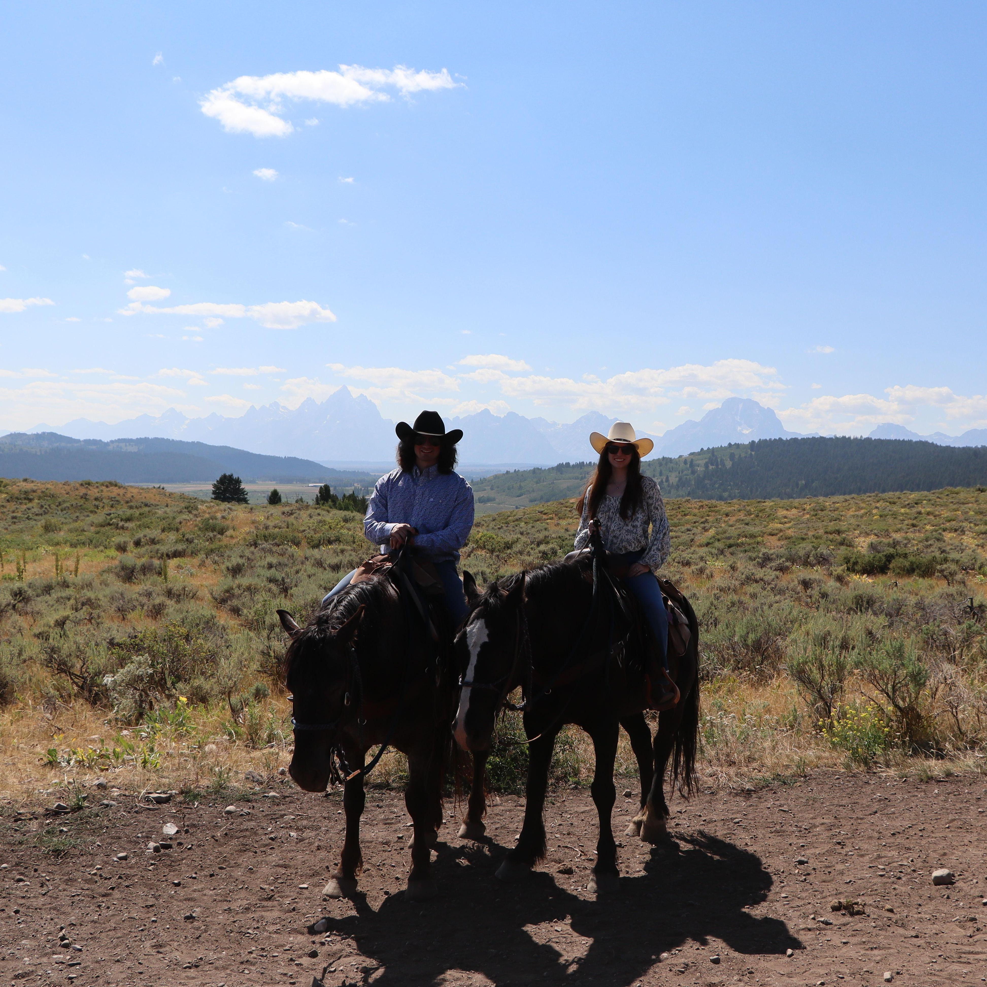 Our first horseback ride together through the Wyoming landscape!