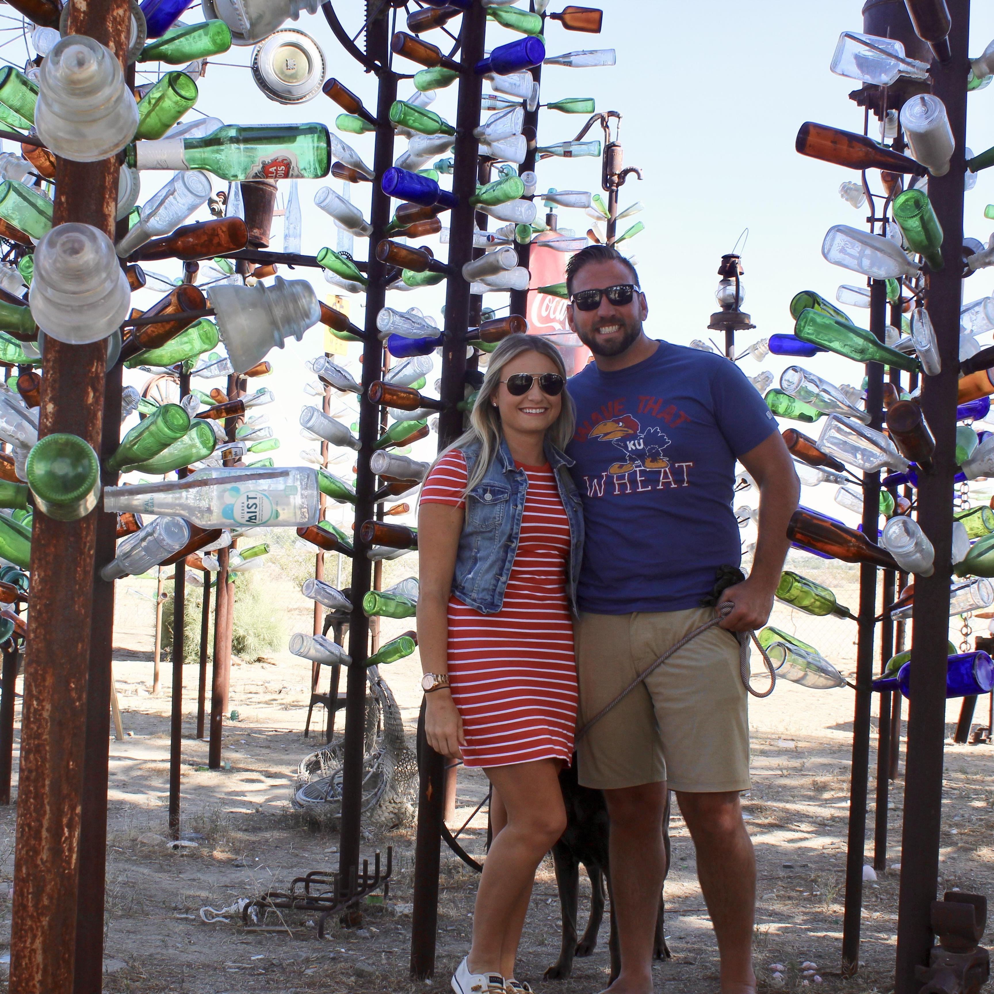 Pit stop on our drive to NC. Bottle Tree Art Installation in CA