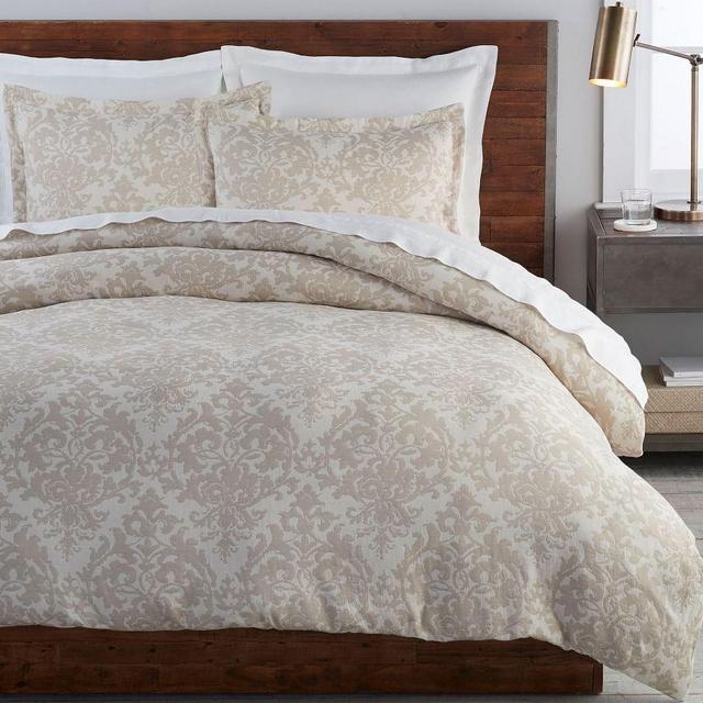 Jacquard Medallion Cotton Blend Duvet Cover, King/Cal. King, Neutral
