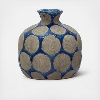 Polka Dotted Terracotta Gourd Vase