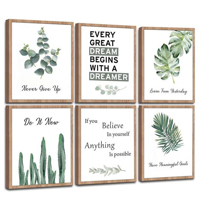 FRAMED Inspirational Wall Art Office Decor, Positive Affirmations Wall Art for Office,Motivational Wall Art for Office Bedroom Classroom (Set of 6, 8X10in, Framed)