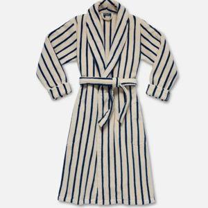 Super-Plush Robe - Striped Midnight Navy - M