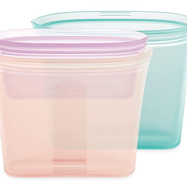 Zip Top Reusable Food Storage Bags | 3 Bag Set [Teal/Peach/Lavender] - 2 Sandwich, 1 Snack | Silicone Meal Prep Container | Microwave, Dishwasher and Freezer Safe | Made in the USA