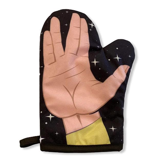 Crazy Dog T-Shirts Space Hand Oven Mitt Funny Live Long Alien Sign Kitchen Accessories (Oven Mitt)