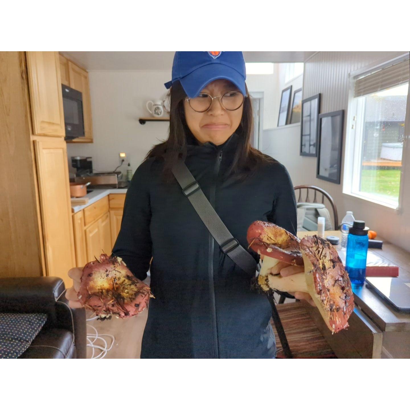 She loves when Elliott randomly decides to pick mushrooms. THRILLED.