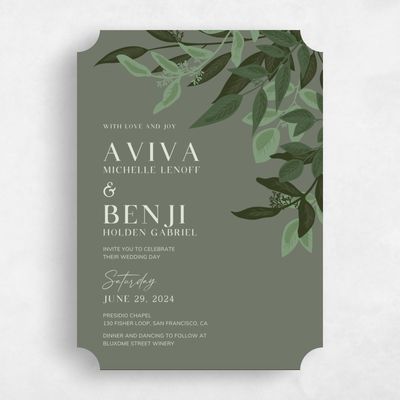 Green Ticket Wedding Invitation - Summerlin Corner