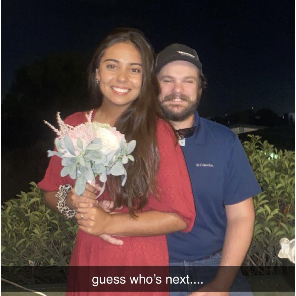 When I caught the bouquet at Kathy's wedding and she said "Y'all are next!" :")