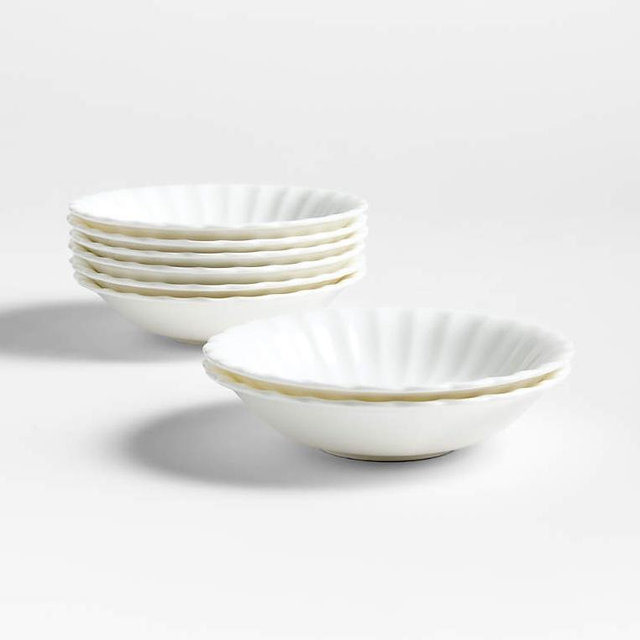 Capella White Bone China Small Bowls, Set of 8
