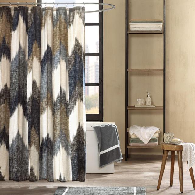 INK+IVY Alpine Printed Shower Curtain in Navy