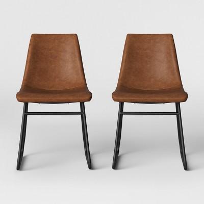 2pk Bowden Faux Leather And Metal Dining Chair With Black Leg Caramel Brown - Project 62™