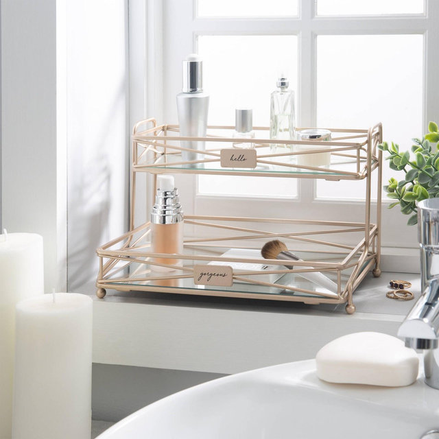 Two Tier Large Vanity Tower Rose Gold - Bath Bliss