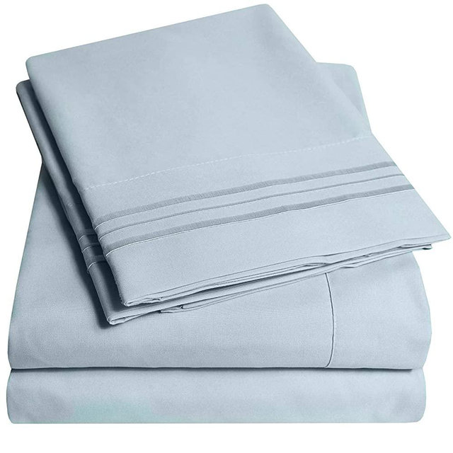 1500 Supreme Collection Extra Soft Queen Sheets Set, Misty Blue - Luxury Bed Sheets Set with Deep Pocket Wrinkle Free Hypoallergenic Bedding, Over 40 Colors, Queen Size, Misty Blue