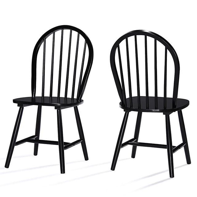 Christopher Knight Home 302241 Declan Farmhouse Cottage High Back Spindled Rubberwood Dining Chairs, 2-Pcs Set, Black